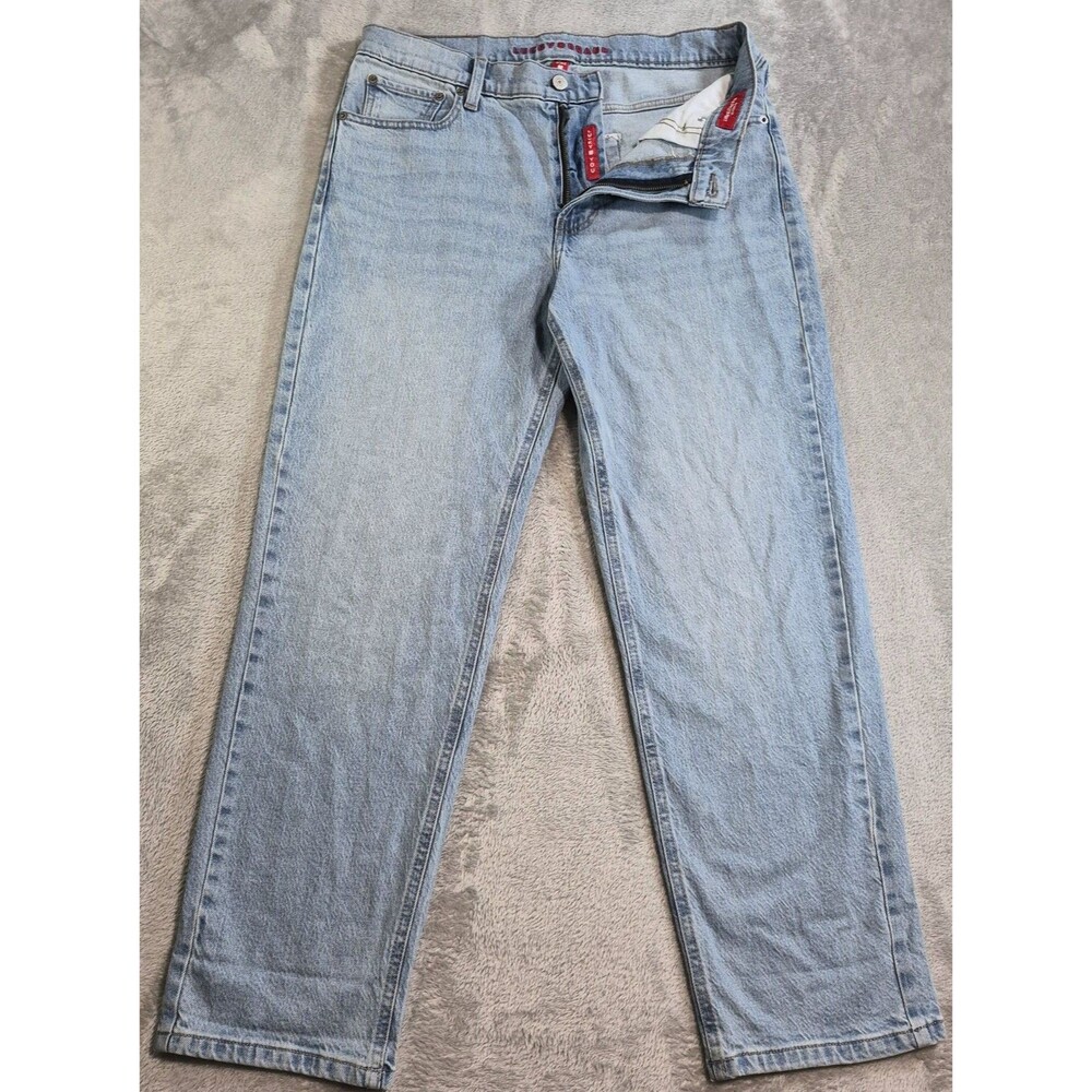 Lucky Brand Boy Relaxed Straight Jeans Womens 6/28 Blue Light Wash Stretch Denim